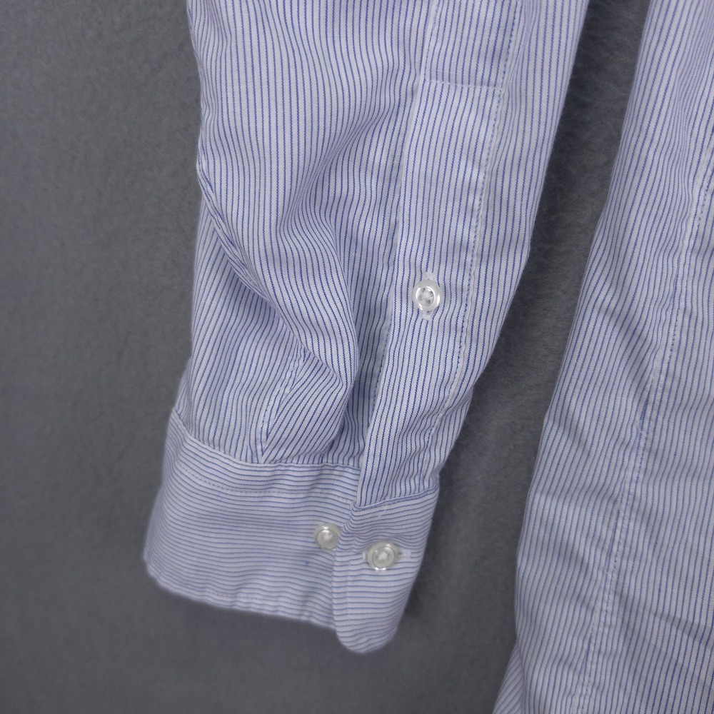 Vintage Christian Dior Monsieur Button Down Shirt Striped Blue 16.5 Cotton - Picture 4 of 9